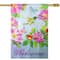 40" Pink & Blue Welcome Hummingbird Floral House Flag